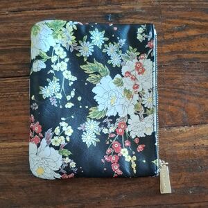 Big Buddha Black Floral Zip Cosmetic Bag with Gold Zip Pull